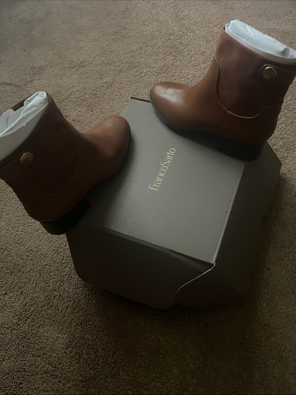 Franco Sarto Tan Leather Mid-Calf Boots